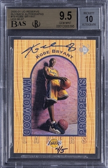 2000/01 UD Reserve "Buyback Autographs" #19 Kobe Bryant Signed Rookie Card (#4/5) - BGS GEM MINT 9.5/BGS 10